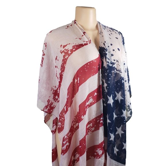 Vintage American Flag Cover Up Kimono BNWT - Picture 2 of 5